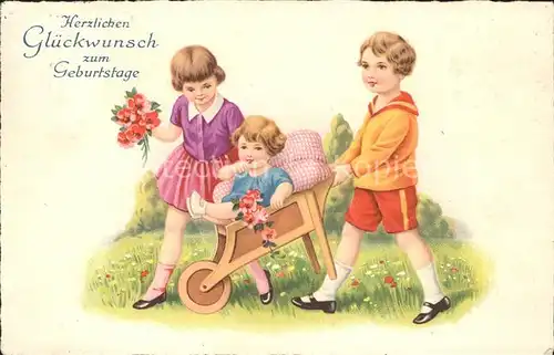 Kinder Child Enfants Geburtstag Blumen Schubkarre  Kat. Kinder