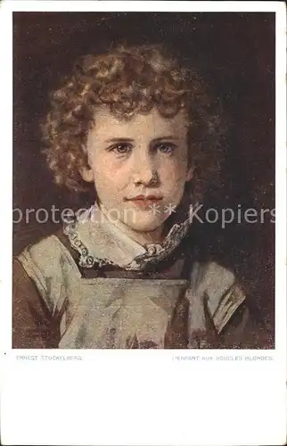 Kuenstlerkarte Ernest Stueckelberg L Enfant aux boucles blondes Nr. 1193 F Kat. Kuenstlerkarte