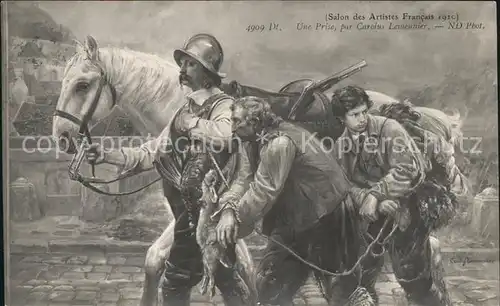Kuenstlerkarte Carolus Lemeunier Une Prise Nr. 4909 Pferd Kat. Kuenstlerkarte