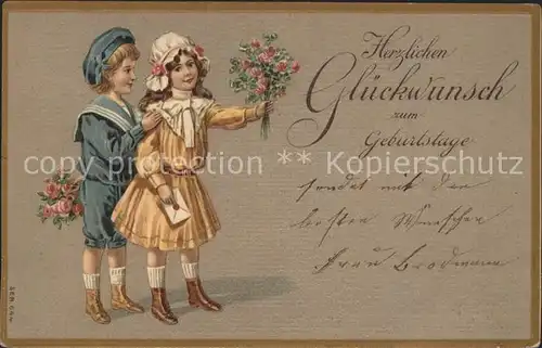 Kinder Child Enfants Geburtstag Matrosenanzug Blumen Brief  Kat. Kinder