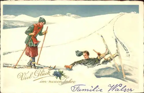 Skifahren Sturz Neujahr  Kat. Sport
