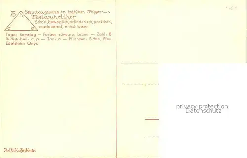 Sternzeichen Steinbock Schattenbildkarte Boldt Kaiser Karte  Kat. Besonderheiten