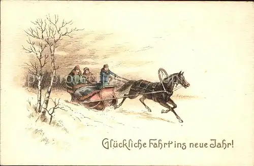 Schlitten Schnee Pferdeschlitten Neujahr  Kat. Sport