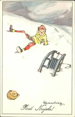 Schlitten Schnee Kind Neujahr  Kat. Sport