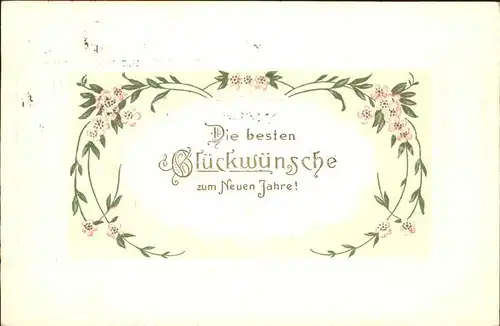 Neujahr Glueckwunsch Blumen  Kat. Greetings