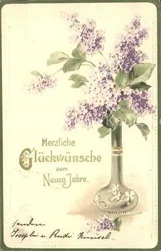 Blumen Flieder Glueckwunsch Flieder Litho  Kat. Pflanzen