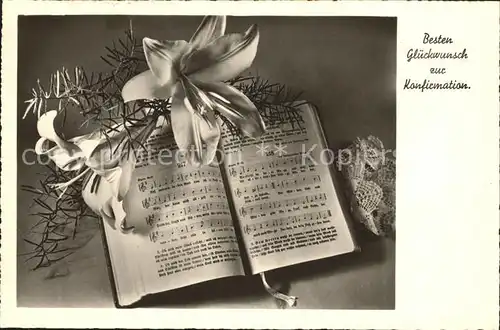 Konfirmation Lilien Gesangsbuch Foto Amag Nr. 69708 Kat. Feiern und Feste