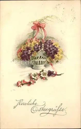 Ostern Easter Paques Veilchen Schluesselblumen Litho / Greetings /