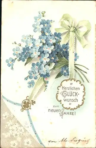 Neujahr Vergissmeinnicht Litho  Kat. Greetings