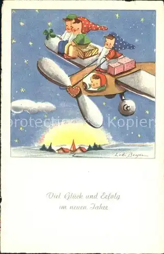 Flugzeuge Zivil Kinder Neujahr Geschenke Kleeblatt Lotti Berger  Kat. Flug