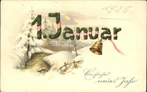 Datumskarte 1. Januar Neujahr Glocke Kat. Besonderheiten