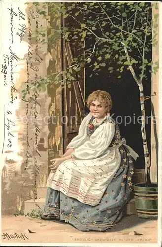 Mailick Erika Nr. 1059 Frau Tracht  Kat. Kuenstlerlitho