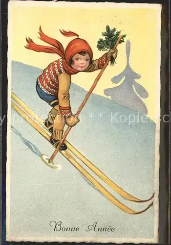 Skifahren Ski Kind Neujahr Kat. Sport