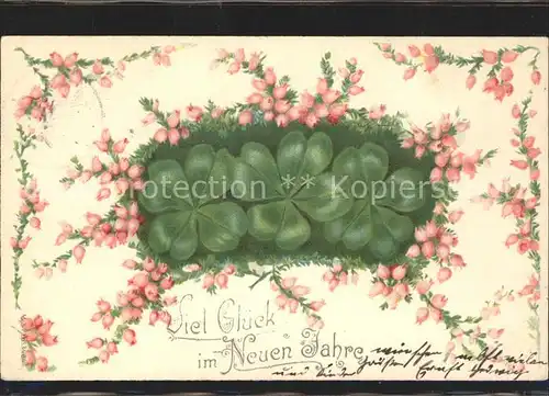Kleeblatt Blumen Glueckwunsch Neujahr  Kat. Greetings