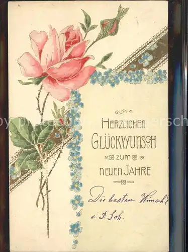 Rosen Vergissmeinnicht Glueckwunsch Neujahr  Kat. Pflanzen