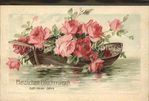 Rosen Boot Glueckwunsch Neujahr Kat. Pflanzen