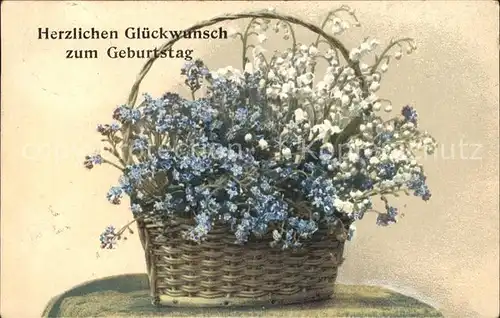 Maigloeckchen Vergissmeinnicht Korb Glueckwunsch Geburtstag Kat. Pflanzen