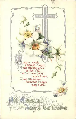 Ostern Easter Paques Kreuz Blumen Gedicht  / Greetings /