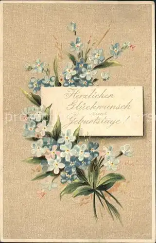 Geburtstag Glueckwunsch Vergissmeinnicht Litho Kat. Greetings