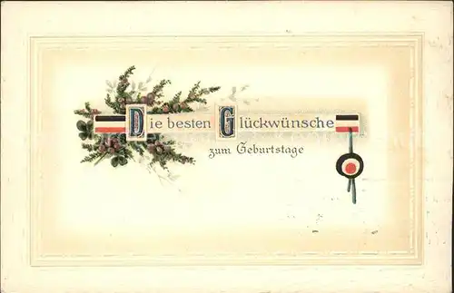 Schwarz Weiss Rot Glueckwunsch Geburtstag Litho Kat. Heraldik