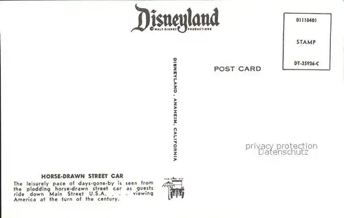Pferdebahn Disneyland Horse Drawn Street Car  Kat. Strassenbahn