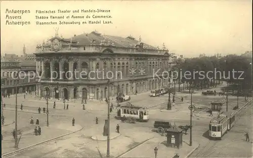 Theatergebaeude Strassenbahn Antwerpen Flaemisches Theater Handels Strasse Kat. Gebaeude