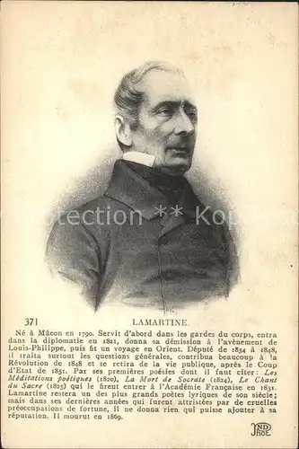 Persoenlichkeiten Alphonse de Lamartine Kat. Persoenlichkeiten