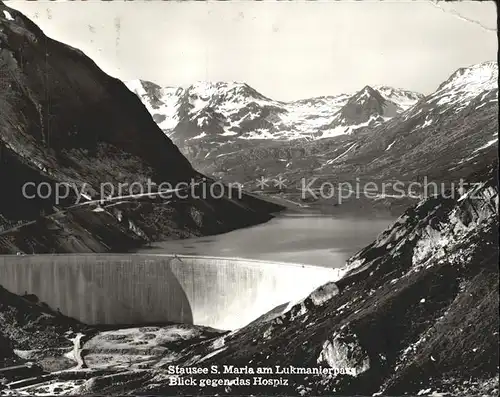 Staudamm Talsperre Stausee S. Maria am Lukmanierpass Hospiz Kat. Gebaeude