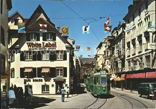 Strassenbahn Basel Innenstadtpartie Cafe Snack Bar Stoeckli  Kat. Strassenbahn