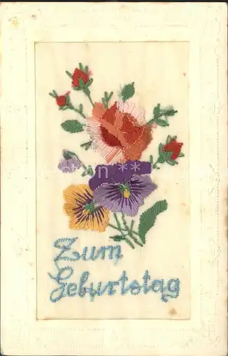 Blumen Stiefmuetterchen Geburtstag Stickerei Sticken Kat. Pflanzen