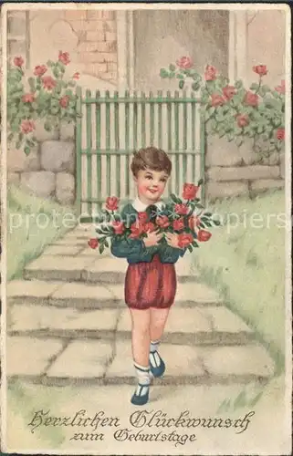 Kinder Child Enfants Blumen Glueckwunsch Geburtstag Kat. Kinder
