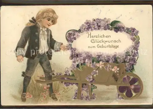 Kinder Child Enfants Barock Geburtstag Schubkarre Veilchen  Kat. Kinder