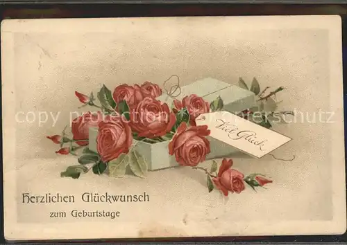Rosen Glueckwunsch Geburtstag Litho  Kat. Pflanzen