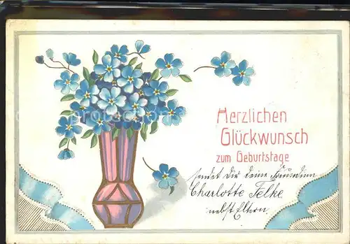 Geburtstag Vergissmeinnicht Vase  Kat. Greetings