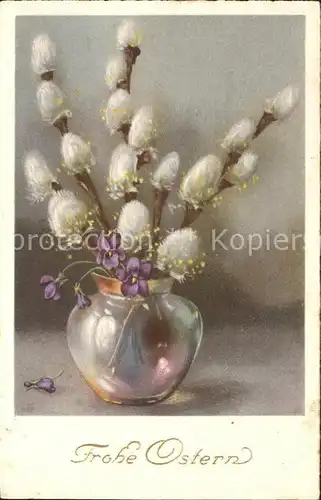 Ostern Easter Paques Veilchen Weidenkaetzchen  / Greetings /