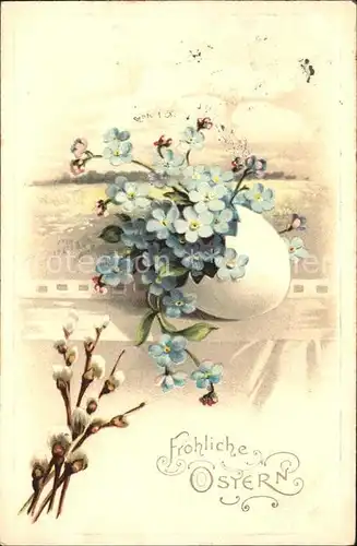 Ostern Easter Paques Vergissmeinnicht Weidenkaetzchen Litho / Greetings /