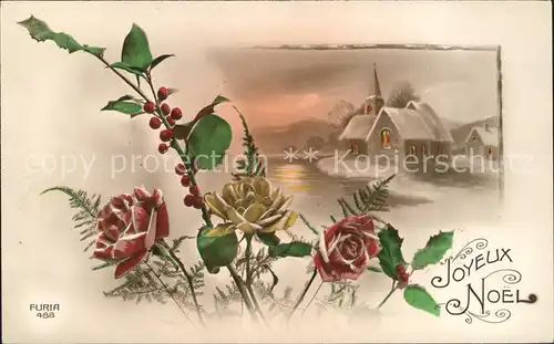 Verlag FURIA Nr. 488 Weihnachten Rosen Stechpalme 