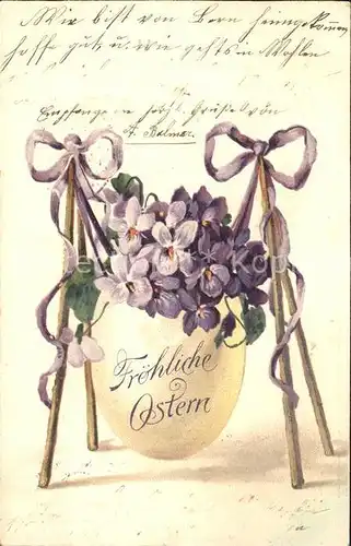 Ostern Easter Paques Ei Veilchen Schleife Litho / Greetings /