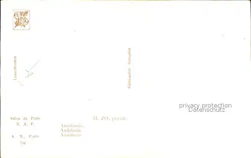 Verlag Salon de Paris Nr. 394 Andalousie H. Zo. Gitarre Paar Kat. Verlage