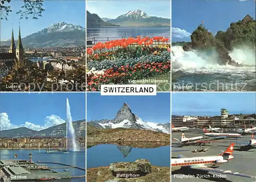 Swissair Flughafen Zuerich Kloten Rheinfall Matterhorn Luzern Kat. Flug