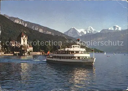 Dampfer Binnenschifffahrt MS Jungfrau Oberhofen am Thunersee Eiger Moench Kat. Schiffe