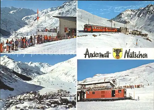 Eisenbahn Andermatt am Gotthard Skigebiet Naetschen Kat. Eisenbahn