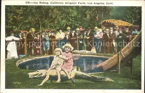 Krokodile Joy riding Kinder California Alligator Farm Los Angeles  Kat. Tiere