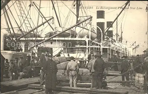 Dampfer Oceanliner Red Star Line dechargement Anvers  Kat. Schiffe