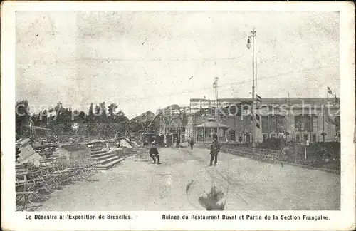 Exposition Universelle Bruxelles 1910 Desastre Ruines du Restaurant Duval Section Francaise Kat. Expositions