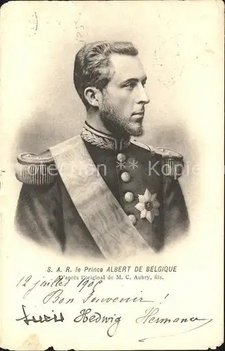 Adel Belgien S.A.R. Prince Albert  M.C. Aubry  Kat. Koenigshaeuser