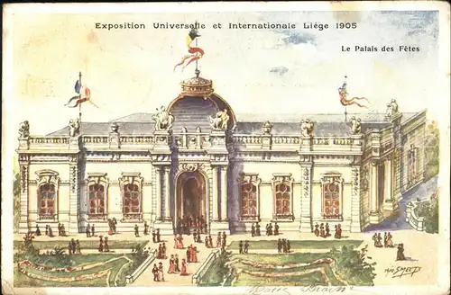 Exposition Universelle Liege 1905 Palais des Fetes Kuenstlerkarte Kat. Expositions