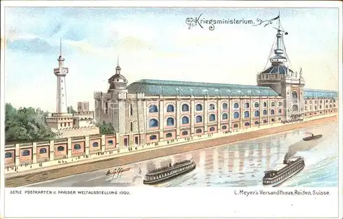 Exposition Universelle Paris 1900 Kriegsministerium Dampfer Litho Kat. Expositions