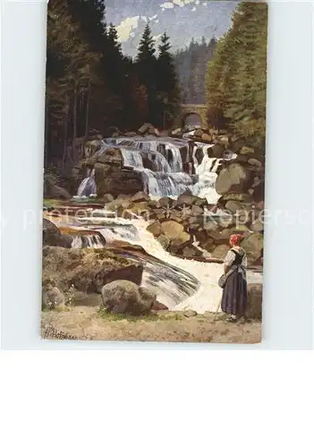 Hoffmann Heinrich Wasserfall Raumuenzach Nr. 224 Kat. Kuenstlerkarte