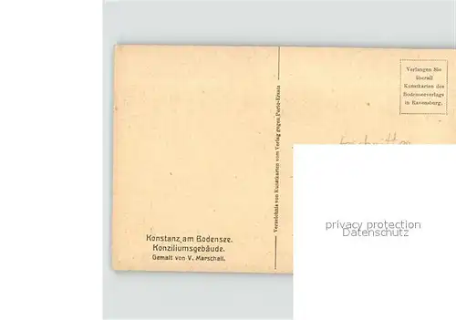 Marschall Vinzenz Konstanz am Bodensee Konziliumsgebaeude Nr. 608  Kat. Kuenstlerkarte